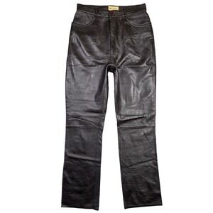 Vintgae 90s Rem Garson Women Brown Genuine Leather Pants 10 Boho Academia Preppy